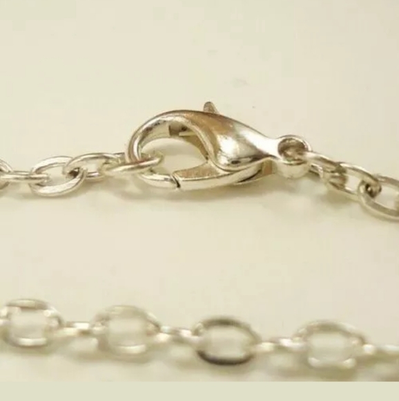 New Triple Moon Silver Glass Cabochon Necklace. - Picture 2 of 3